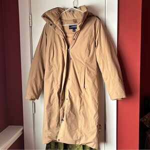 Lands' End Women's Tan Hooded Long Winter Coat